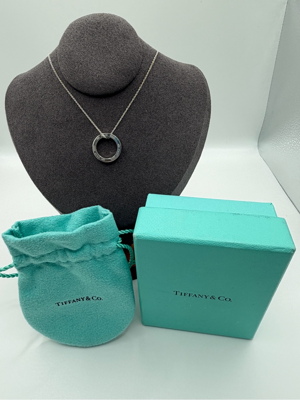 Tiffany & Co. Silver 1837 Circle Pendant Necklace 16 inches